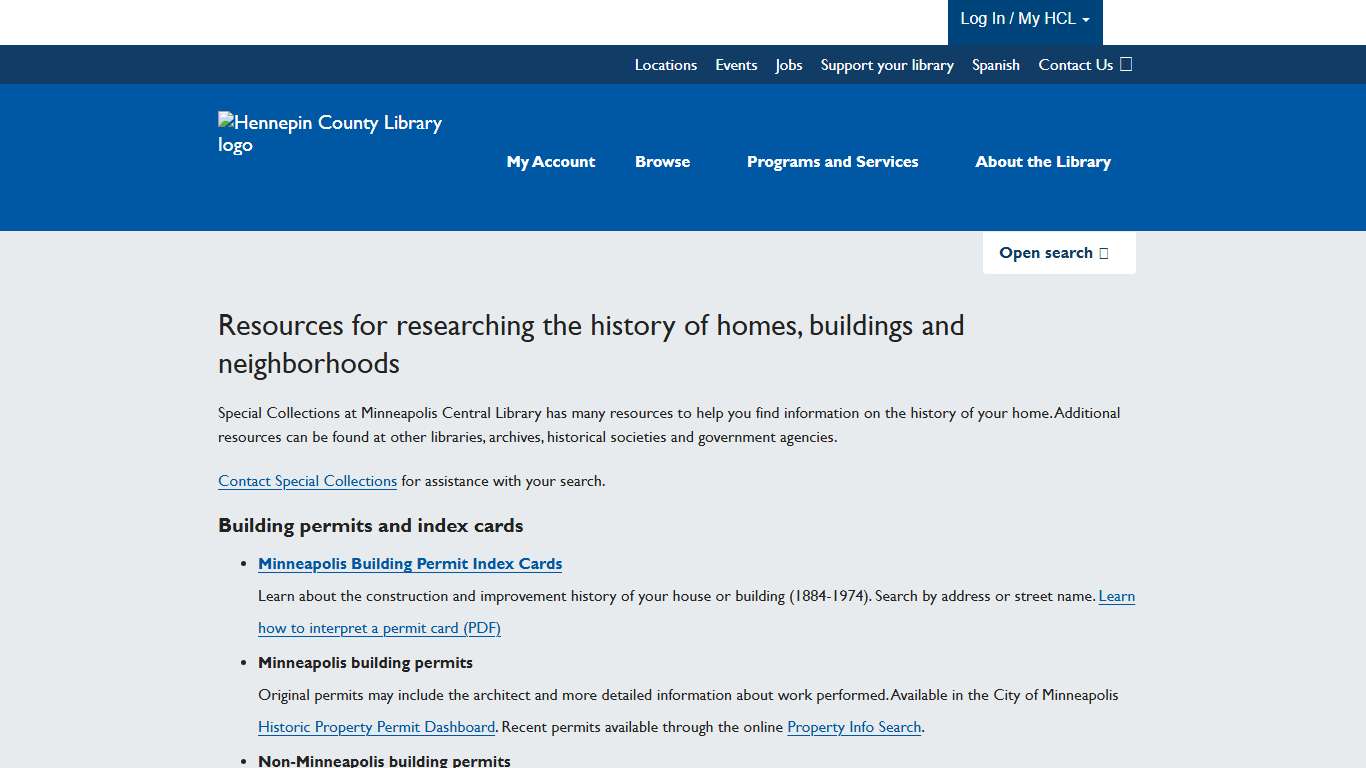 Resources for researching the history of homes, buildings and neighborhoods Hennepin County