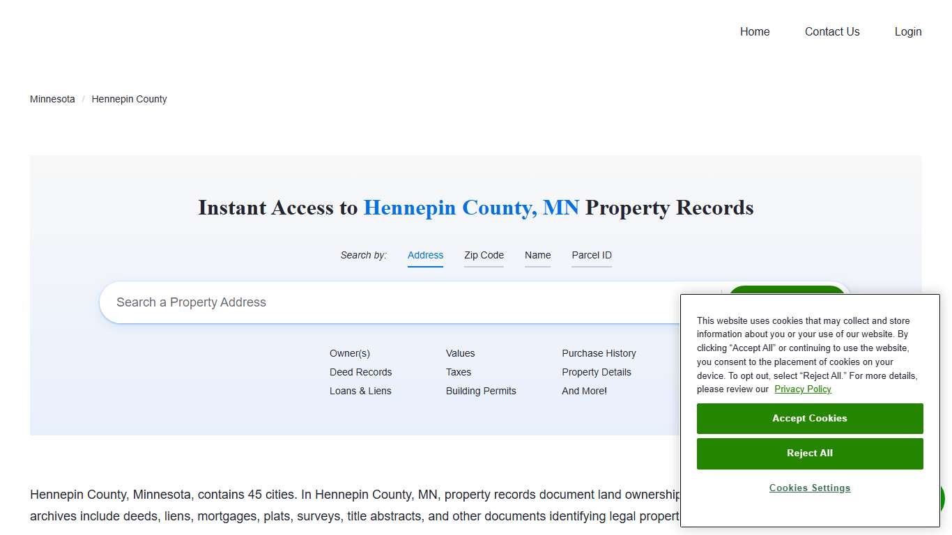 Hennepin County Property Records Owners, Deeds, Permits